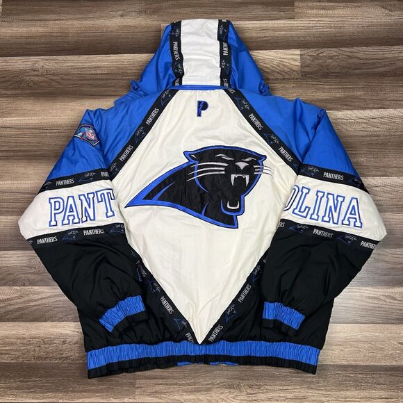 Vintage NFL 75th Anniversary Carolina Panthers Pro Player Puffer Jacket Sz XL - Picture 1 of 13